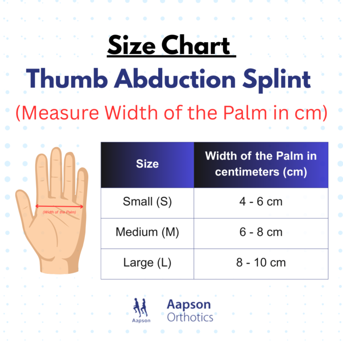 Thumb Abduction Splint Size Chart