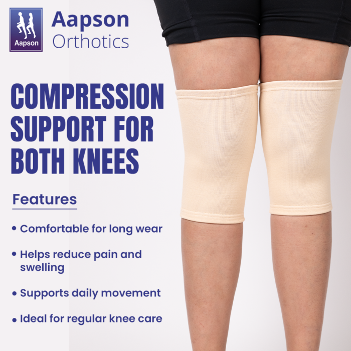 AAPSON C-Fit Knee Cap Short 4-Way Stretch Orthopaedic Knee Support for Knee Pain Relief Pair