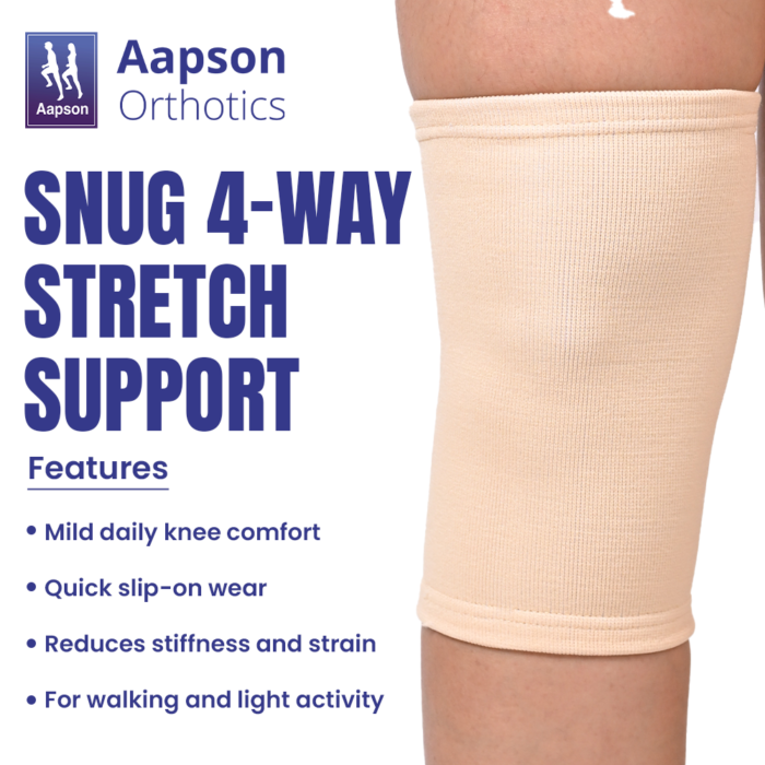 AAPSON C-Fit Knee Cap Short Single Beige 4-Way Stretch Orthopaedic Knee Support